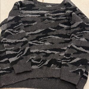 Barefoot Dreams Women's Crewneck Sweater - Black & Gray Camouflage